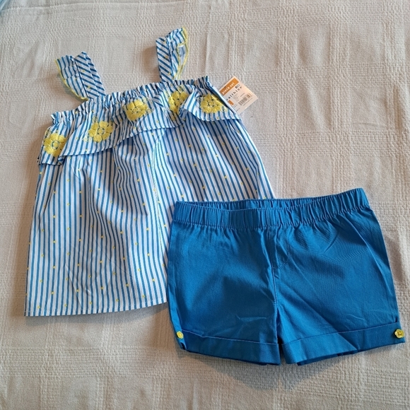 Healthtex girls 4T shorts set, blue & white, new - Picture 1 of 8